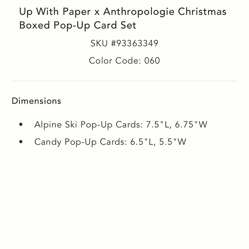 Anthropologie Christmas Festive Candy Pop-Up Card Set